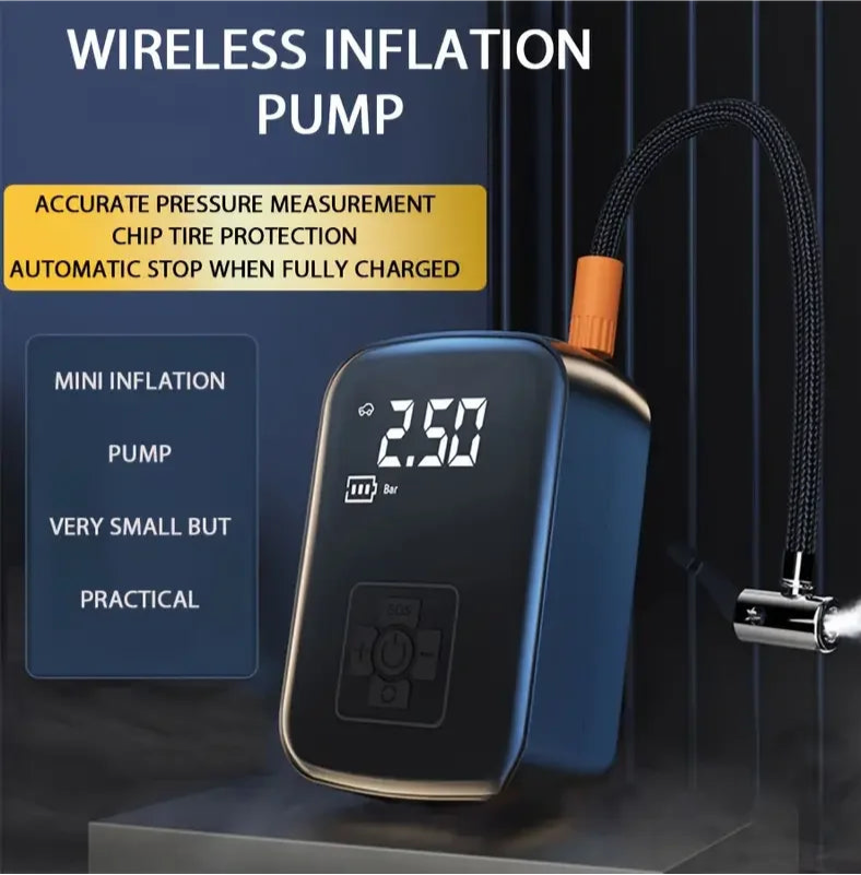 1pc Wireless Car Air Compressor Air Pump Electric Tire Inflator Pump