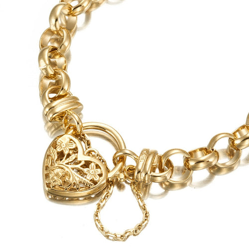18ct Heavy Yellow Gold Plated 10mm Belcher Bracelet Featuring a