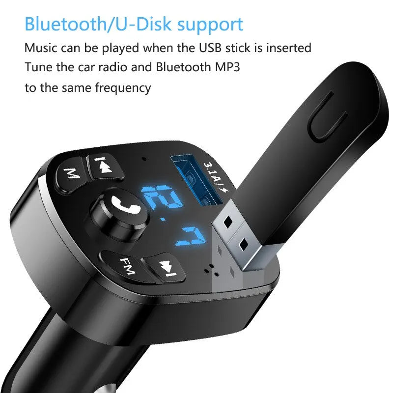 Car Mp3 Player Dual Usb Fast Charger Fm Bluetooth Receiver Bluetooth