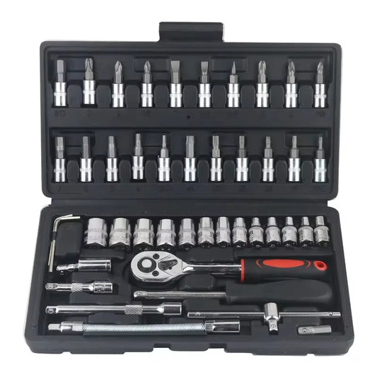 46pcs Car Repair Tool Kit 1/4-Inch Socket Set Car Repair Tool Ratchet